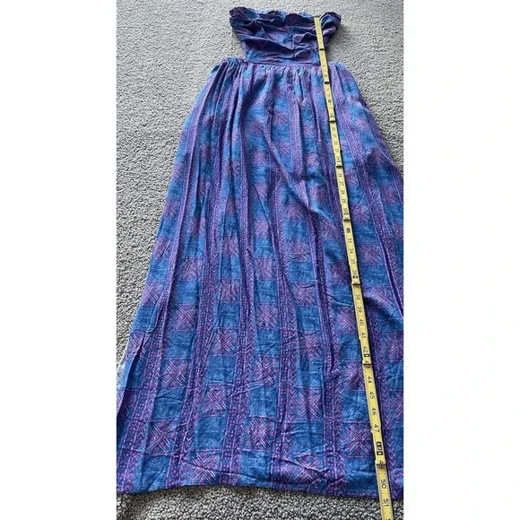 NWT Free People Women Payton Maxi Dress Strapless Blue Pink Printed Dress Sz L - Picture 6 of 11